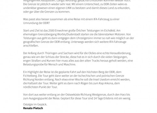 DDR - Umrundung Artikel aus der Presse.