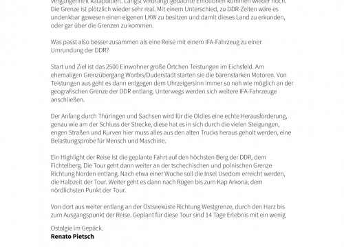 DDR - Umrundung Artikel aus der Presse.